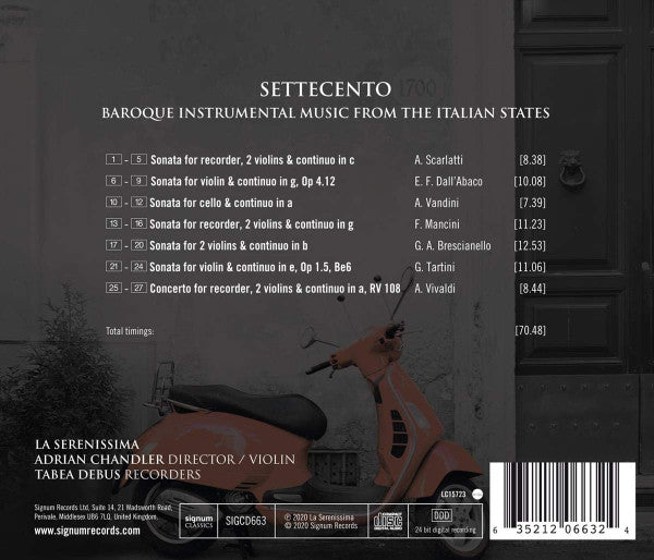 La Serenissima, Adrian Chandler, Tabea Debus : Settecento: Baroque Instrumental Music From The Italian States (CD, Album)