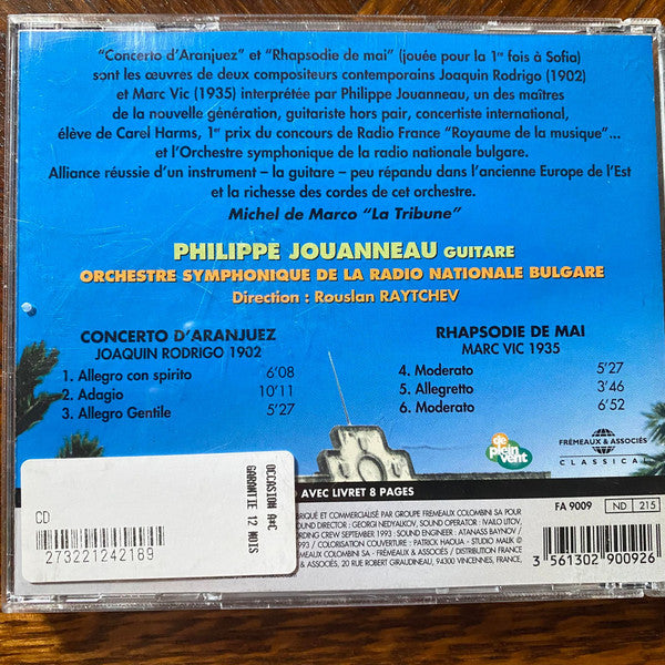 Philippe Jouanneau, L'Orchestre De La Radio Bulgare : Concerto D'Aranjuez - Rhapsodie De Mai (CD, Album, RE)