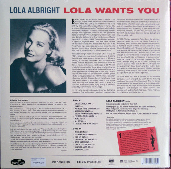 Lola Albright : Lola Wants You (LP, Album, Ltd, Num, RE)