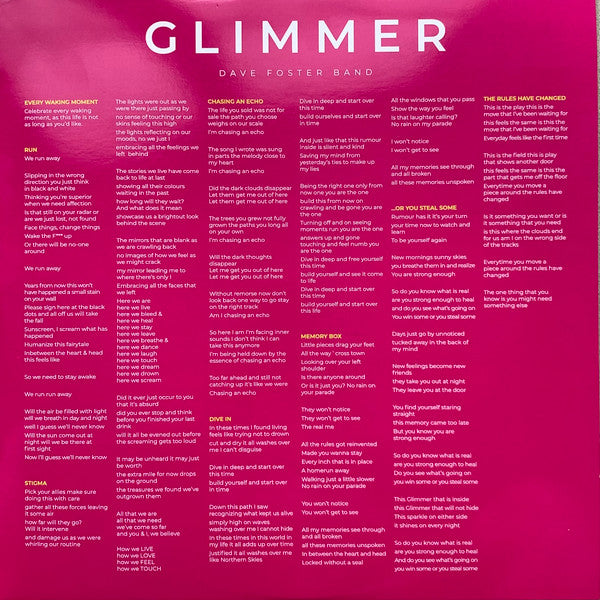 The Dave Foster Band : Glimmer (LP, Album, Yel)