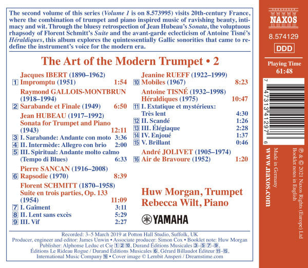 Raymond Gallois-Montbrun, Jean Hubeau, Jacques Ibert, André Jolivet, Jeanine Rueff, Pierre Sancan, Florent Schmitt, Antoine Tisné, Huw Morgan (2), Rebecca Wilt : The Art Of The Modern Trumpet • 2 (CD, Album)