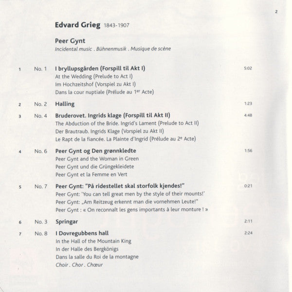 Grieg* / Paavo Järvi, Estonian National Symphony Orchestra, Peter Mattei, Camilla Tilling, Charlotte Hellekant : Peer Gynt (CD)