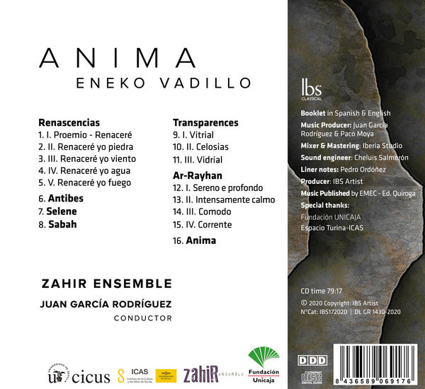 Eneko Vadillo, Zahir Ensemble, Juan García Rodríguez : Anima (CD, Album)