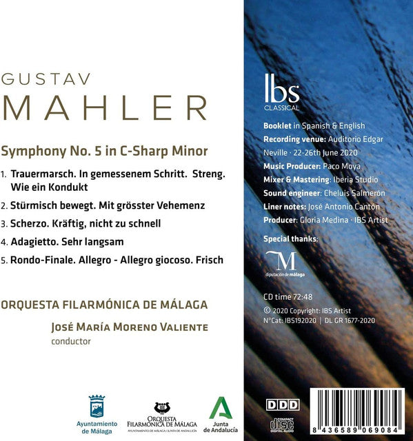 Gustav Mahler, José Maria Moreno Valiente, Orquesta Filarmónica De Málaga : Mahler 5 (CD, Album)