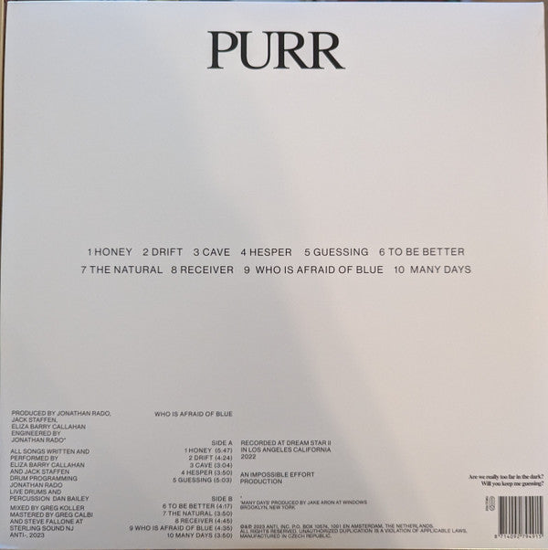 Purr (12) : Who is Afraid of Blue? (LP, Album, Gat)