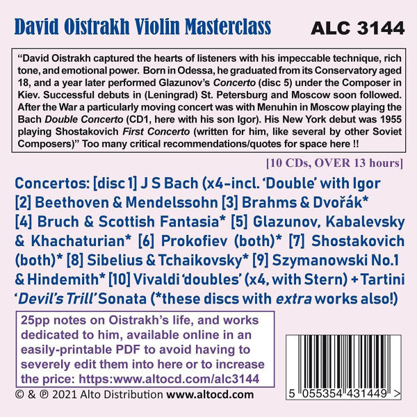 David Oistrach : Violin Masterclass (10xCD, Comp, Mono, RM + Box, Cla)