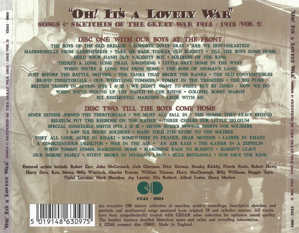 Various : "Oh! It's A Lovely War" : Songs And Sketches Of The Great War 1914-18 (Vol 2) (2xCD, Comp)