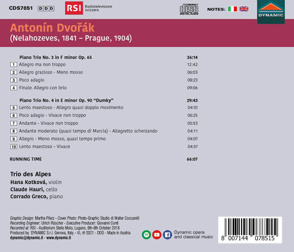 Antonín Dvořák, Trio Des Alpes : Piano Trios (CD, Album)