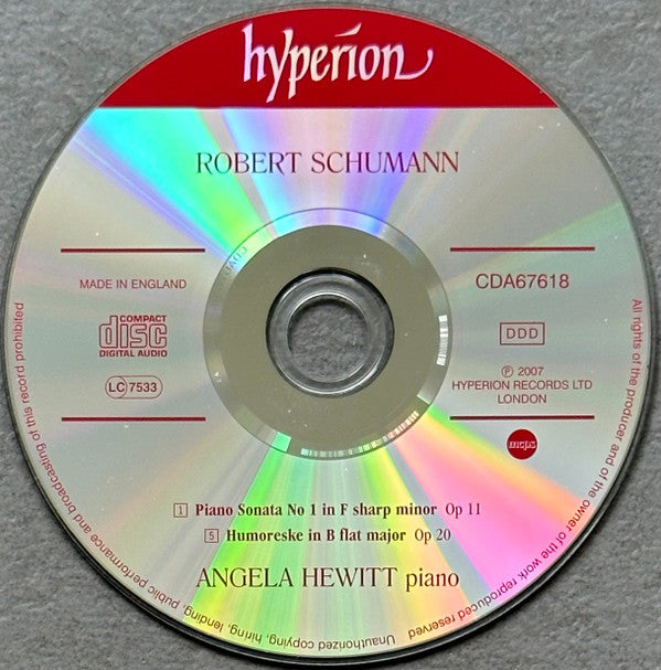Robert Schumann / Angela Hewitt : Humoreske - Sonata In F Sharp Minor (CD, Album)