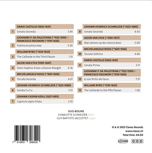 Duo Æoline - Charlotte Schneider (2), Guy-Baptiste Jaccottet : Clair Obscure - Œuvres Du 16e Et Du 17e Siècle (CD, Album)
