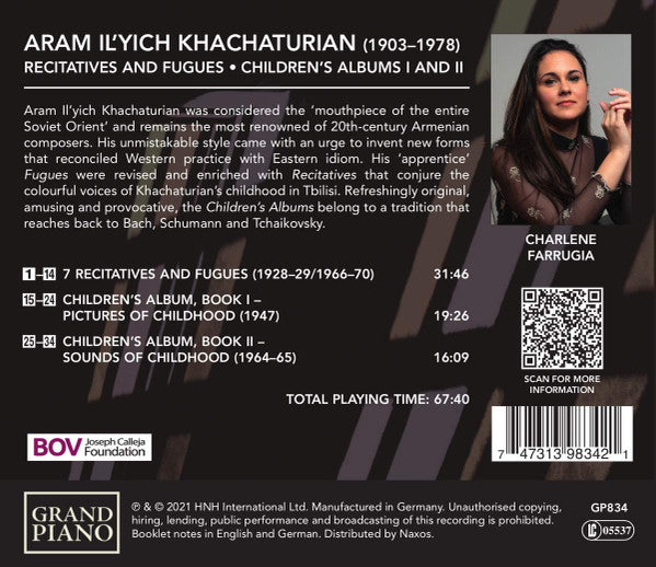 Aram Khatchaturian, Charlene Farrugia : Recitatives And Fugues; Children's Albums, Books 1-2 (CD, Album)