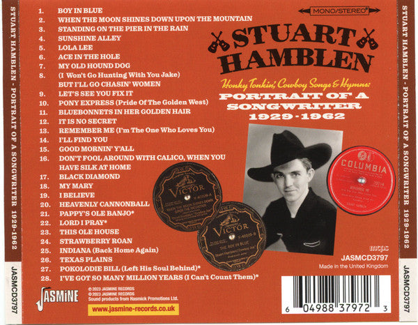 Stuart Hamblen : Honky Tonkin', Cowboy Songs & Hymns: Portrait Of A Songwriter 1929-1962 (CD, Comp, Mono)