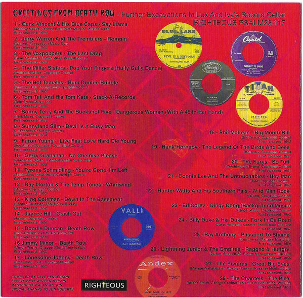 Various : Greetings From Death Row (Weird And Wonderful Sounds From The Vault Of Lux And Ivy) (CD, Comp)