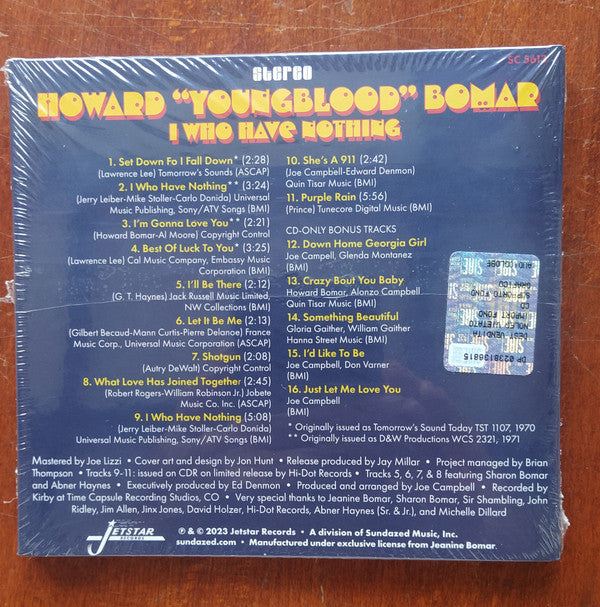 Howard "Youngblood" Bomar : I Who Have Nothing (CD, Album, Dig)