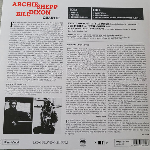 The Archie Shepp-Bill Dixon Quartet : The Archie Shepp-Bill Dixon Quartet (LP, Album, Comp, Mono, RE)