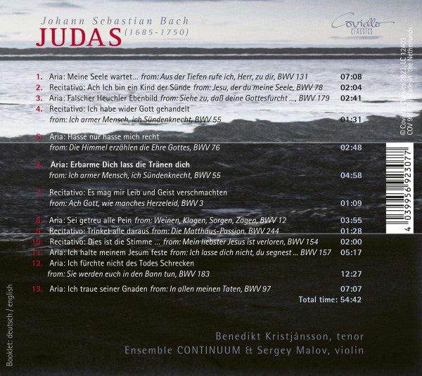 Johann Sebastian Bach – Benedikt Kristjánsson, Ensemble Continuum, Sergey Malov : Judas - Arias And Recitatives (CD)