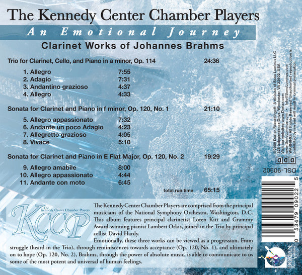Johannes Brahms, The Theater Chamber Players Of Kennedy Center : An Emotional Journey (The Clarinet Works of Johannes Brahms) (CD, Album)