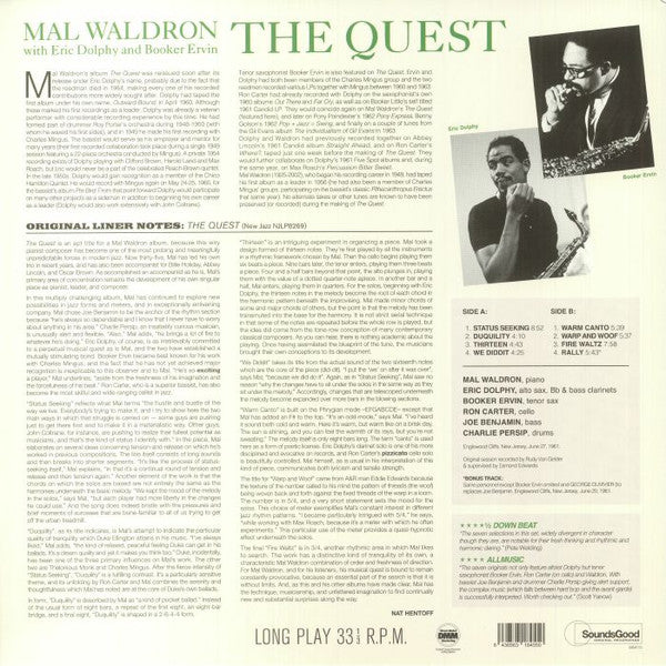 Mal Waldron With Eric Dolphy And Booker Ervin : The Quest (LP, Album, RE)
