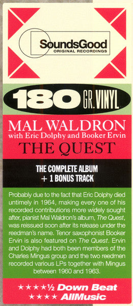 Mal Waldron With Eric Dolphy And Booker Ervin : The Quest (LP, Album, RE)