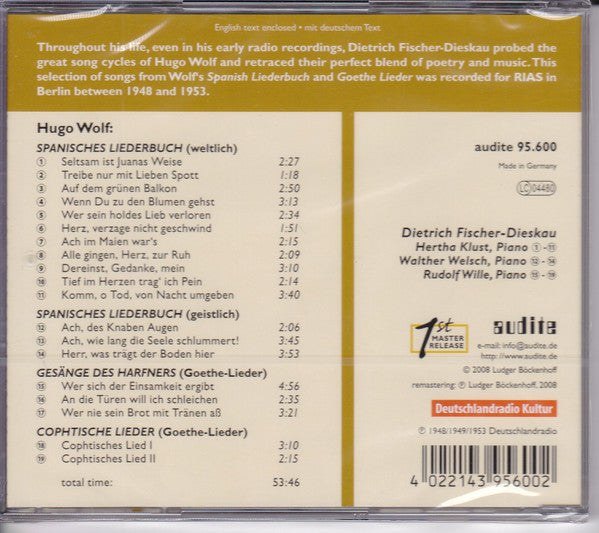 Dietrich Fischer-Dieskau, Hugo Wolf : Goethe Lieder - Spanisches Liederbuch (CD, Album)