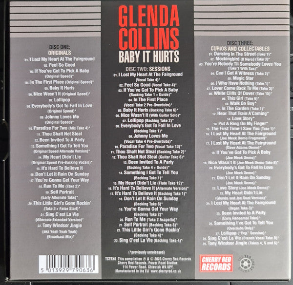 Glenda Collins : Baby It Hurts (The Holloway Road Sessions 1963-1966 Singles, Sessions, Outtakes, Demos And More) (3xCD, Comp + Box)