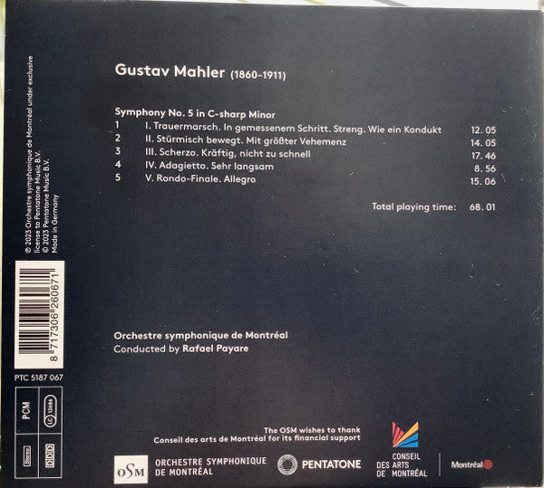 Gustav Mahler, Orchestre Symphonique De Montréal, Rafael Payare : Symphony No. 5 (CD)