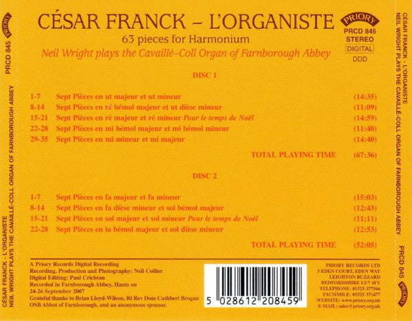 César Franck, Neil Wright (4) : L'Organiste (63 Pieces For Harmonium) (2xCDr)