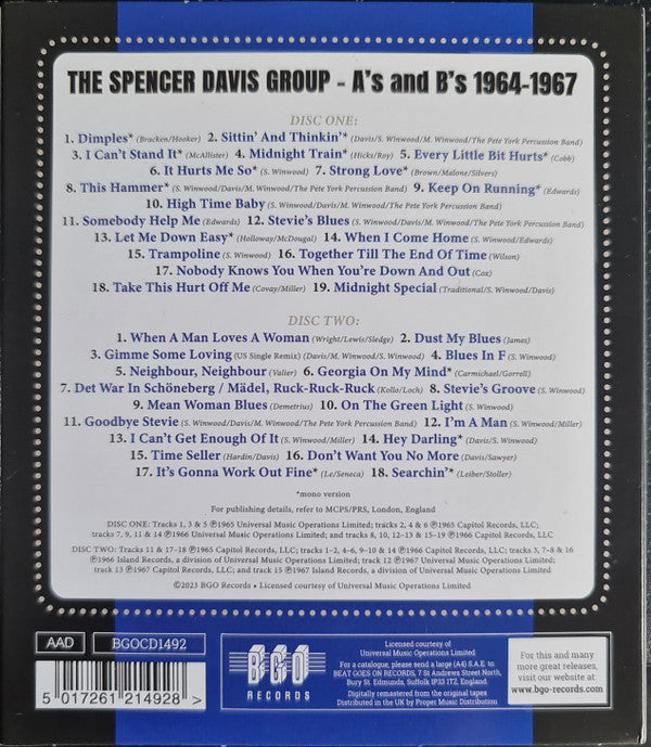 The Spencer Davis Group : A's And B's 1964-1967 (2xCD, Comp, Mono)