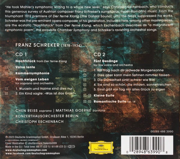 Franz Schreker, Chen Reiss, Matthias Goerne, Konzerthausorchester Berlin, Christoph Eschenbach : Der Ferne Klang... (Orchestral Works & Songs By Franz Schreker) (2xCD, Album)