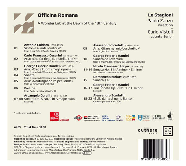 Le Stagioni, Paolo Zanzu, Carlo Vistoli : Officina Romana: A Wonder Lab At The Dawn Of The 18th Century (CD, Album)