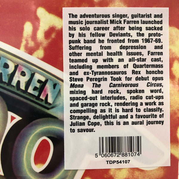 Mick Farren : Mona (The Carnivorous Circus) (LP, Album, RE)