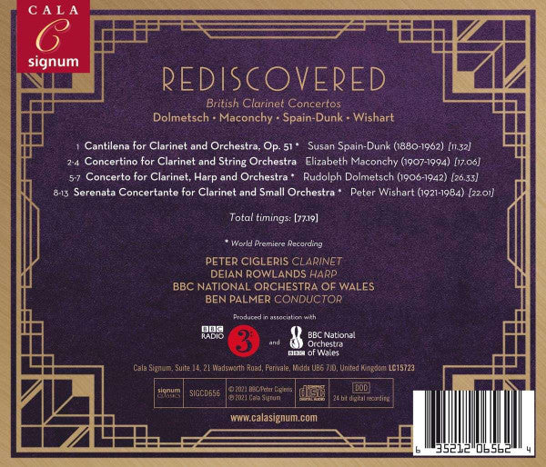 Peter Cigleris, Deian Rowlands, BBC National Orchestra Of Wales, Ben Palmer (7) : Rediscovered (CD, Album)
