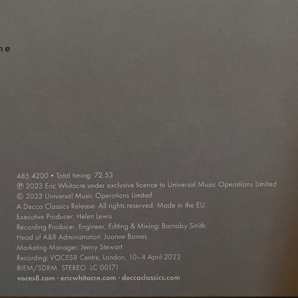 Voces8, Eric Whitacre : Home (2xLP, Album)