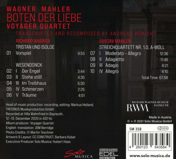 Richard Wagner, Gustav Mahler, Voyager Quartet : Boten Der Liebe (CD, Album)