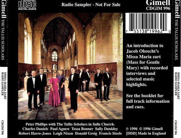 Jacob Obrecht, The Tallis Scholars, Peter Phillips (2), Robert Aubry Davis : Missa Maria Zart - Radio Sampler (CD, Promo, Smplr)