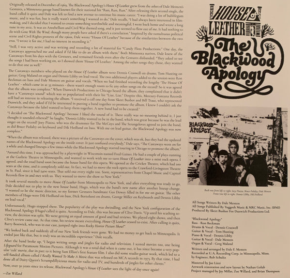 The Blackwood Apology : House Of Leather (LP, Album, RE, Red)