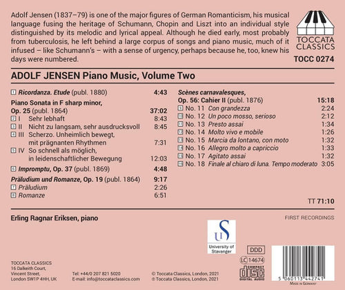 Adolf Jensen - Erling R. Eriksen : Piano Music, Volume Two (CD, Album)