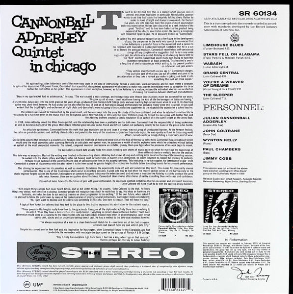 The Cannonball Adderley Quintet : Cannonball Adderley Quintet In Chicago (LP, Album, RE, 180)