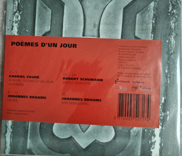 Gabriel Fauré / Johannes Brahms, Robert Schumann, Stéphane Degout, Simon Lepper : Poèmes D'un Jour - Théâtre de L'Athénée Live (CD, Album)