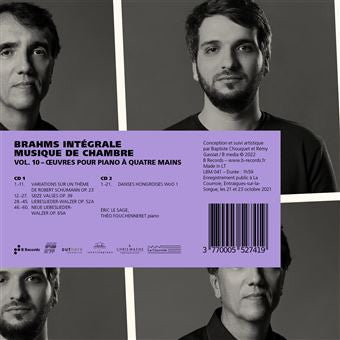 Johannes Brahms / Éric Le Sage, Théo Fouchenneret : Œuvres pour piano à quatre mains  (2xCD, Album)