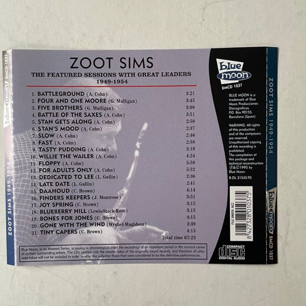 Zoot Sims : The Featured Sessions With Great Leaders 1949-1954 (CD, Comp)