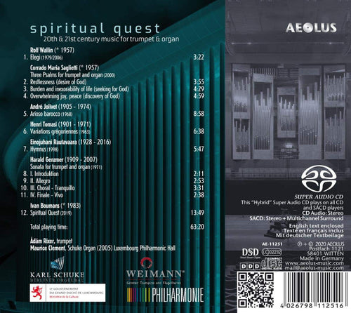 Adam Rixer, Maurice Clement (2) : Spiritual Quest (SACD, Hybrid, Multichannel, Album)