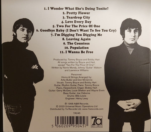 Boyce & Hart : I Wonder What She's Doing Tonite? (CD, Album, RE, RM)