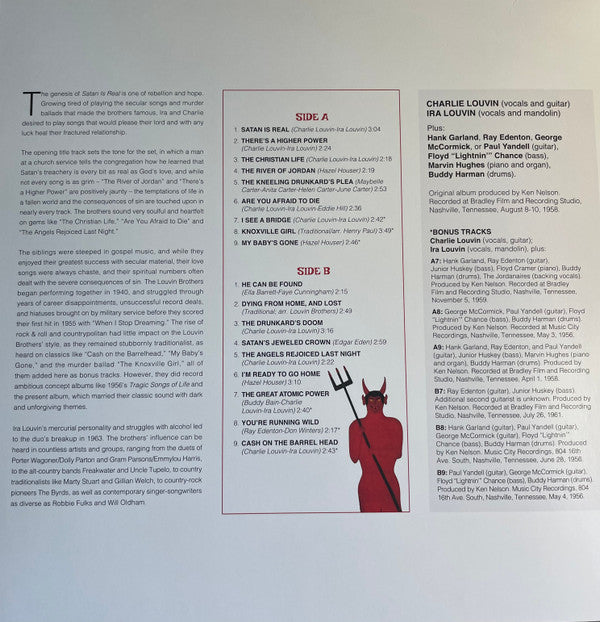 The Louvin Brothers : Satan Is Real (LP, Album, RE, Gat)