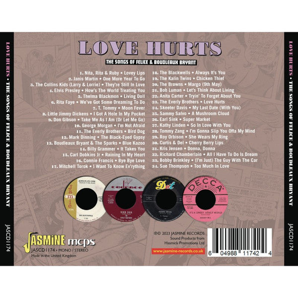 Boudleaux & Felice Bryant : Love Hurts - The Songs Of Felice & Boudleaux Bryant (CD, Comp, Mono)