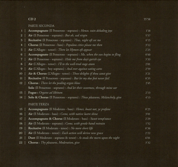 Georg Friedrich Händel – Les Arts Florissants, William Christie : L'Allegro, Il Penseroso Ed Il Moderato (2xCD, Album)