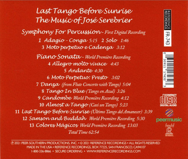 Jose Serebrier, Orquesta Filarmónica De Málaga, Moscow Gnessin Percussion Ensemble, Ilia Melikhov, Nadia Shpachenko, Nestor Torres, Gabriel Goñi, Sara Cutler, Solène Le Van : Last Tango Before Sunrise (CD, Album)