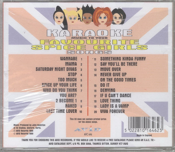 John Hamilton : Avid Presents Karaoke Music To Your Favourite Spice Girls Songs (CD, Comp, RE, Unofficial)