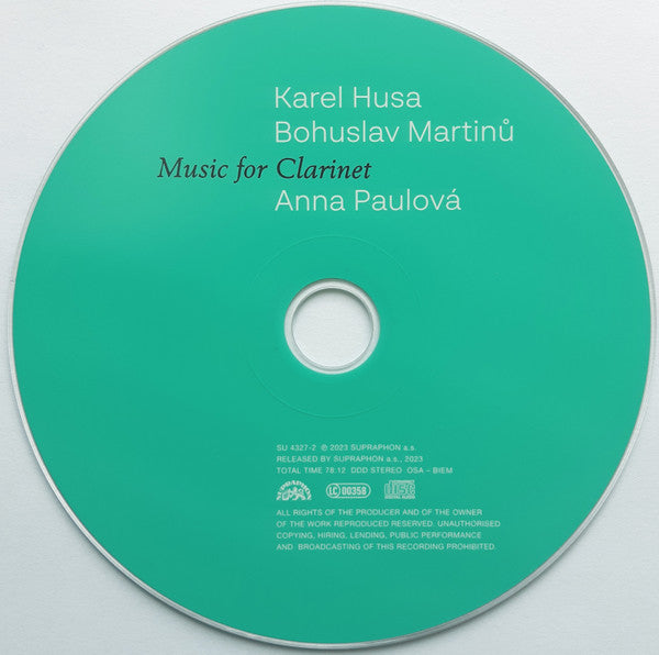 Karel Husa / Bohuslav Martinů, Anna Paulová : Music For Clarinet (CD, Album)