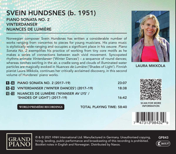 Svein Hundsnes, Laura Mikkola : Piano Sonata No. 2 / Winter Dances / Nuances de Lumière (CD, Album)